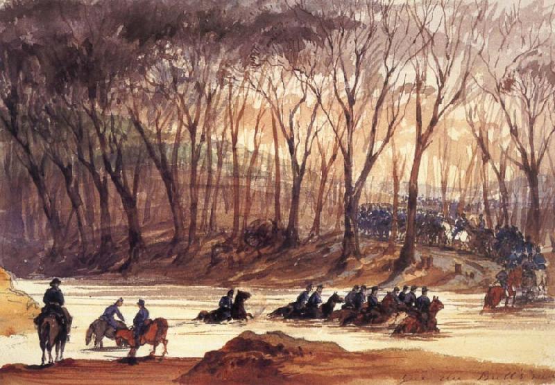 unknow artist Federal Cavalrymen Fording Bull Run oil painting picture
